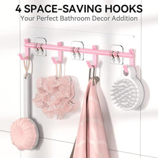 YASONIC Shower Caddy, 6 Pack Large Capacity Bath Organizer with Soap Holder and 12 Hooks, Rustproof Shower Shelves for Inside Shower, No Drilling&Sleek Bathroom Organizers and Storage Pink