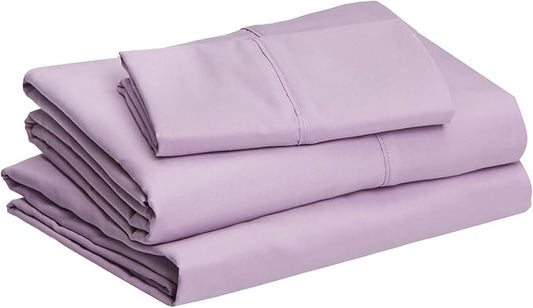 Amazon Basics Lightweight Super Soft Easy Care Microfiber 3 Piece Bed Sheet Set With 14-inch Deep Pockets, Twin XL, Frosted Lavender, Solid AmazonBasics