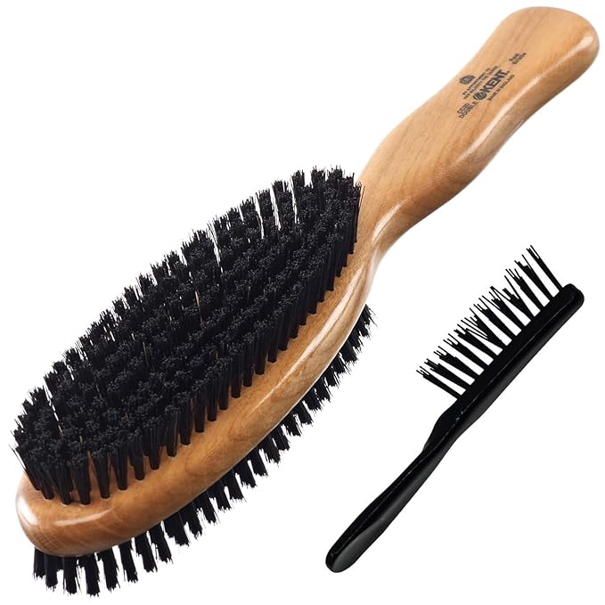 Kent CC20 Double Sided Cherrywood Clothes Brush and Lint Remover, Firm Side for Dust and Dirt, Soft Side for Gentle Brushing for Keeping Fabrics Free from Fibres, Fluff and Pet Hair, Made in England