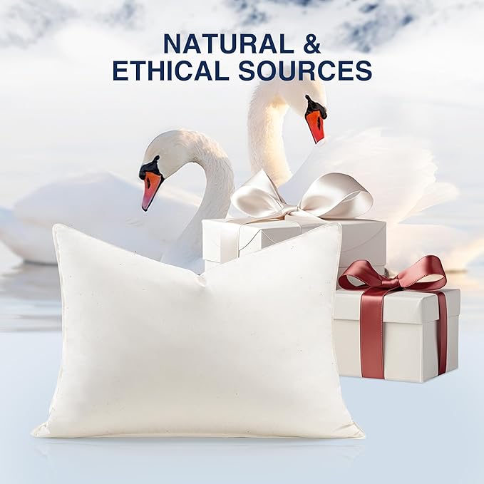 UNIKOME White Goose Down Feather Pillows - 100% Organic Cotton Cover - King Size Pillow Set of 2, Made in Japan Pillow for Sleeping