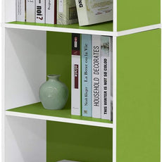 Furinno LUDER Book Shelf, 5-Cube Bookshelf, Bookcase with Open Shelf, 9.4 x 15.8 x 52, for Living Room, Bedroom, Home Office, White/Green