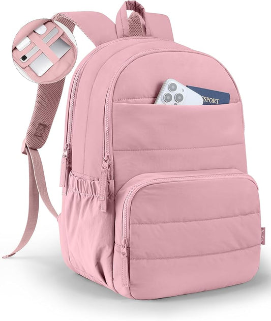 Travel Backpack for Women, 15.6 Inch College Laptop Backpack, Water Resistant Work Backpacks, Cute Quilted Bookbag