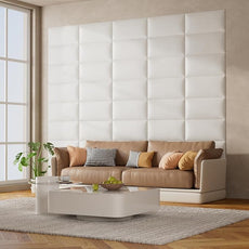 9-Piece Floating Headboard Kit - White Peel and Stick Wall Mount Headboard for Queen Size Bed, Upholstered Bed Backboard, 24