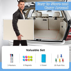 DOLLAR BOSS Foldable Linen Cork Board White Board Combo 60 x 40 in Extra Large Magnetic Whiteboard Dry Erase Bulletin Board Portable Double Sided Aluminum Frame Pin Board for School Office, White