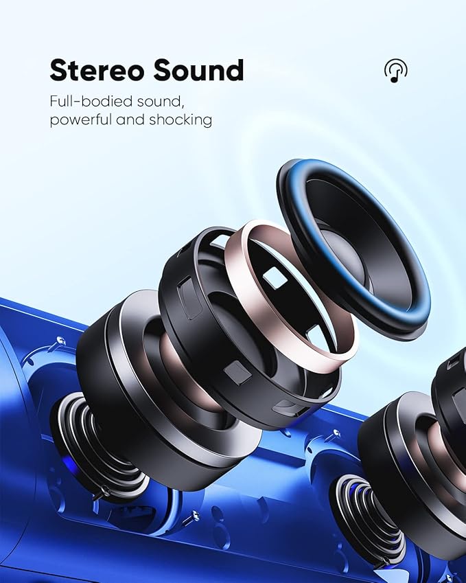 Bluetooth Speaker with HD Sound, Portable Wireless, IPX5 Waterproof, Up to 20H Playtime, TWS Pairing, BT5.3, for Home/Party/Outdoor/Beach, Electronic Gadgets, Birthday Gift (Blue)