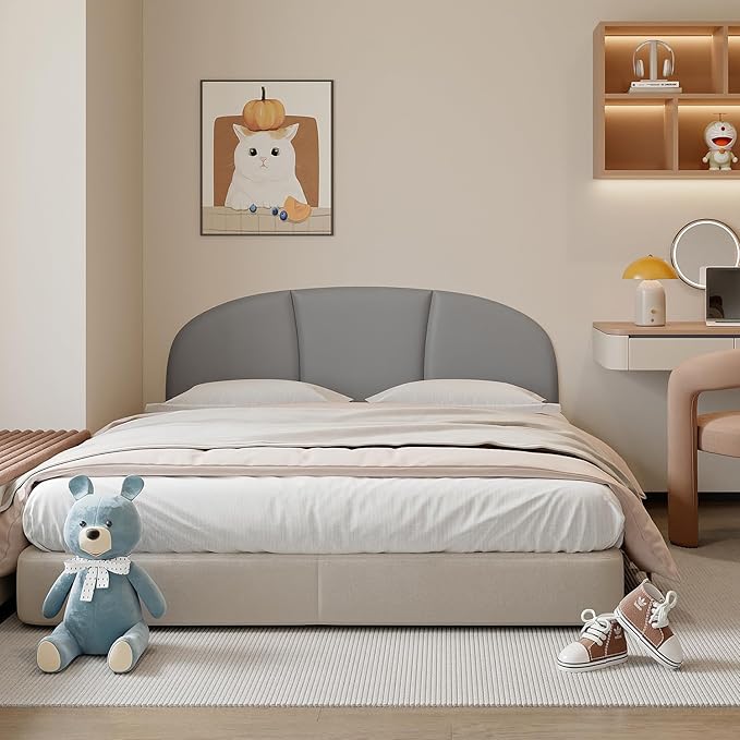 Yutianli Upholstered Headboard Queen Size 59"x 20" Wall Mounted Peel and Stick Headboard Grey Anti Collision Padding