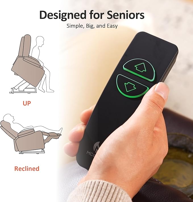 MCombo Oversized Power Lift Recliner Chair with Extended Footrest, Extra Wide 27.2" for Big and Tall Elderly People, Fabric R7289 (Oatmeal, Medium-Oversize)