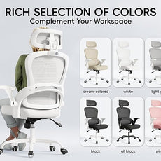 TRALT Office Chair - Ergonomic Office Chair with Back Support, Computer Chair - Home Office Desk Chairs, 330lbs Wide Seat Big and Tall Office Chairs with Headrest, Comfy Desk Chairs (White)