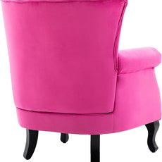 Mid Century Accent Chair Modern Tufted Wingback Armchair Club Chair Velvet Fabric Single Sofa Lounge Chair with Pillow for Living Room Bedroom, Rose Pink