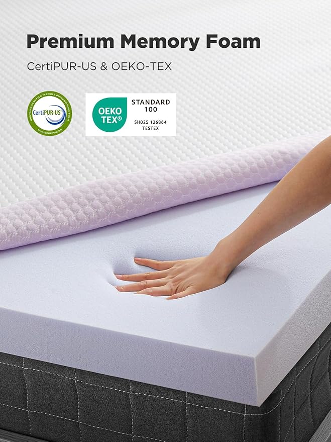 PERLECARE 4 Inch Gel Memory Foam Mattress Topper, Premium Soft Mattress Topper for Cooling, Non-Slip Design with Removable & Washable Cover, CertiPUR-US Certified - Full