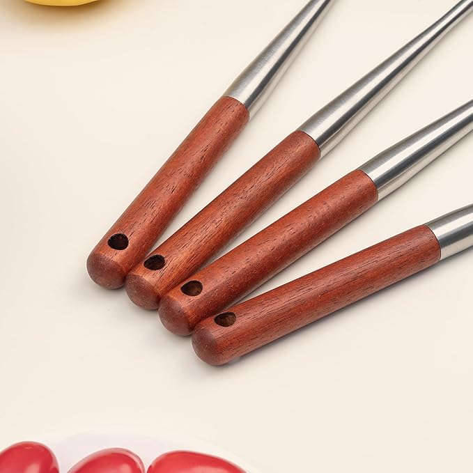 FJNATINH Silicone Spatula & Turner Set Slotted Spatulas,BPA Free Non Stick Heat-Resistant Cooking Utensils Kitchen Cookware with Wooden Handle (Walnut Handle-Spatulas 2PCS)