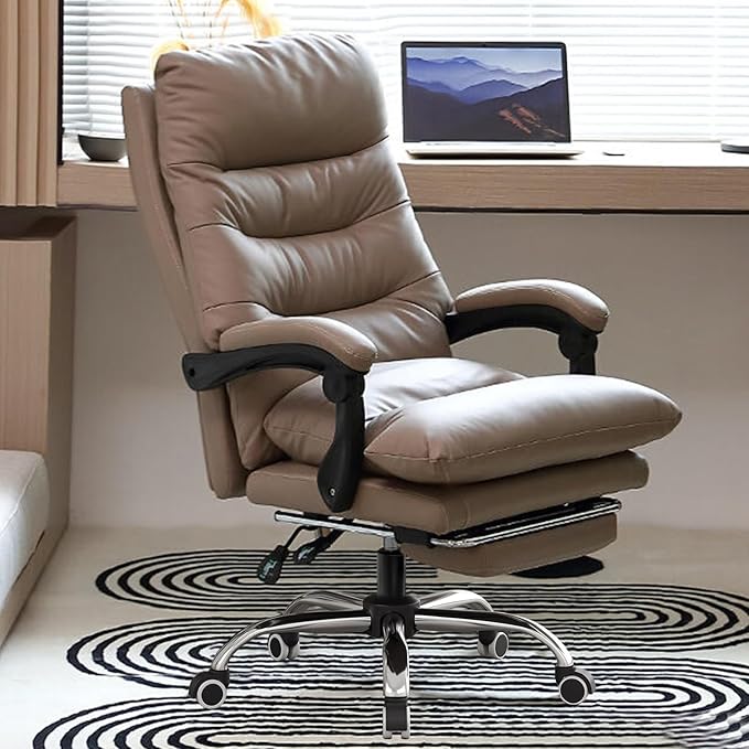 Office Chair with Soft Cushion High Back Gaming Chair Executive Desk Chair with Leg Rest Ergonomic Leather Computer Chair for Home Office