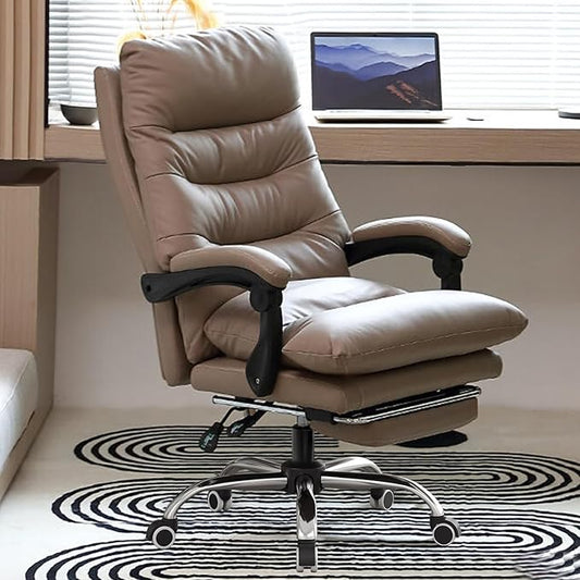 Office Chair with Soft Cushion High Back Gaming Chair Executive Desk Chair with Leg Rest Ergonomic Leather Computer Chair for Home Office