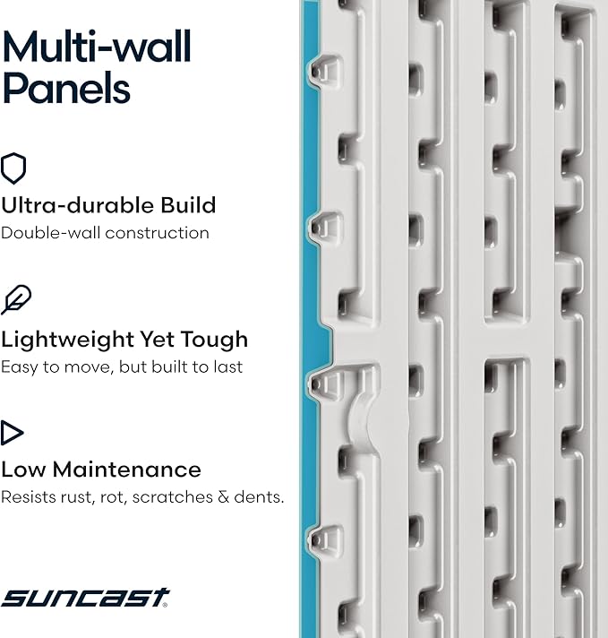 Suncast 22-Gal. Waterproof Resin Small Outdoor Patio Deck Box with Reeded Design, Modern Outdoor Patio Bench/Storage Box for Cushions, Garden Tools, and More, French Gray