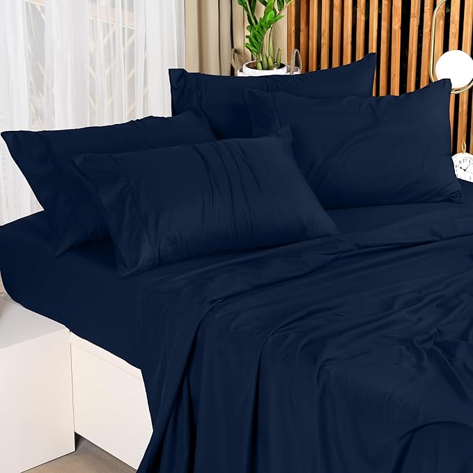 Utopia Bedding King Sheet Set – 4 Piece Bed Sheets for King Size Bed, Soft and Breathable Microfiber, Includes 1 Fitted Sheet, 1 Flat Sheet and 2 Pillowcases (Navy Blue)