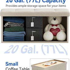 BRIAN & DANY 30 Inches Folding Storage Ottoman Bench, Ottoman with Storage Bench for Bedroom, Living Room, Entryway, Foot Rest with Legs, Beige