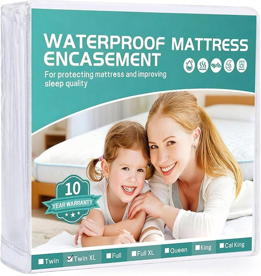 39"x80" Twin XL Mattress Protector 9" Depth【Dorms Hotel Exclusive】 Box Spring Mattress Cover Waterproof Soft Noiseless Breathable Mattress Encasement
