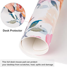 QIYI Floral Mouse Pad, Watercolor Flowers Desk Mat for Desktop, Women Girls Office Décor Accessories, PU Leather Waterproof Gaming Mousepad, Pink Yellow Peonies Desk Pad Computer Mat, 31.5