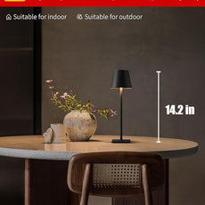 KDG Cordless Table Lamp, Portable LED Desk Lamp, 5000mAh Battery Operated, 3 Color Stepless Dimming Up, for Restaurant/Bedroom/Bars/Outdoor Party/Camping/Coffee Shop Atmosphere Night Light(Black)