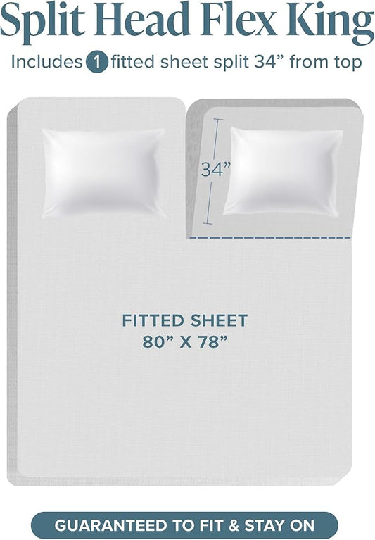 Bare Home Split Head Flex King Quilted Fitted Mattress Pad - Cooling Mattress Cover - Easily Washable - Elastic Fitted Cover for Mattress - Stretch-to-Fit to 15" Deep (Split Head Flex King, Dark Blue)