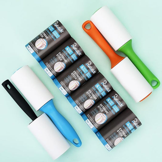 4 inch Extreme Stick Lint Roller Refills for Evercare PetLovers Value Pack of 6 Extra Sticky Pet Lint Roller Refills 90 Sheets per Roll - 540 Sheets Total (Inside Dia. 1 1/2 inch)