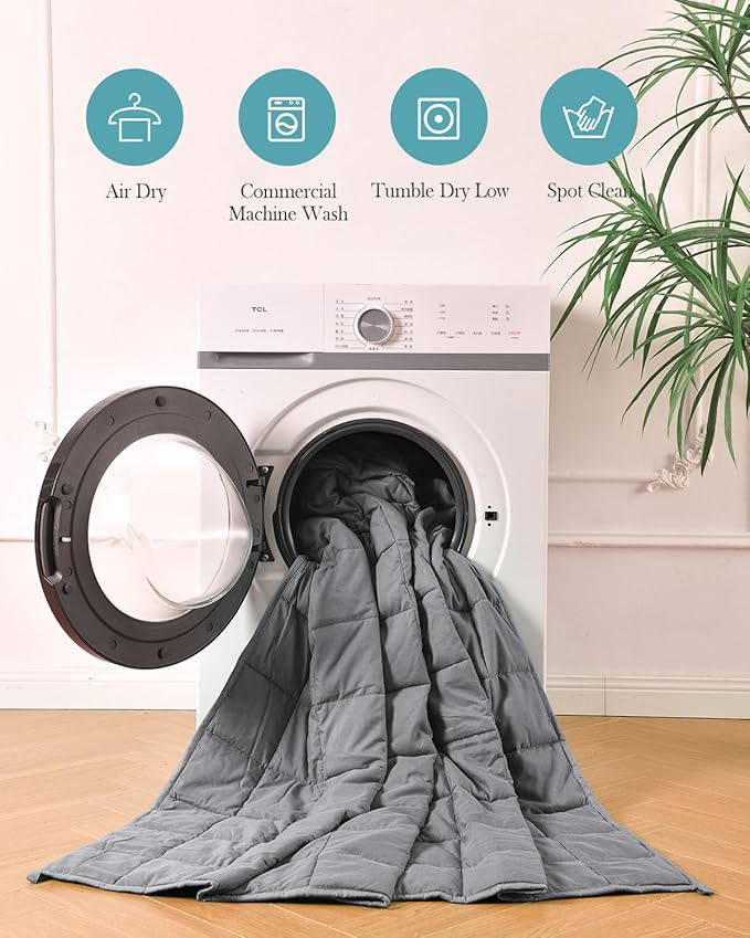 Topblan Weighted Blanket for Adults, Breathable Ultra Soft 15lbs Weighted Blanket Twin Full Size, Warm Heavy Blanket with Glass Beads, for Bed Sofa,48 x 72 inches, Dark Grey