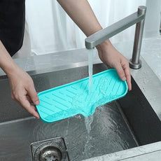 Silicone Bathroom Soap Dishes with Drain Spout-Bathroom and Kitchen Sink Organizer,Sponge Holder,Dish Soap Tray,Perfect for Dispenser,Scrubber,Bottle,Cup on Sink or Counter-Mint 12