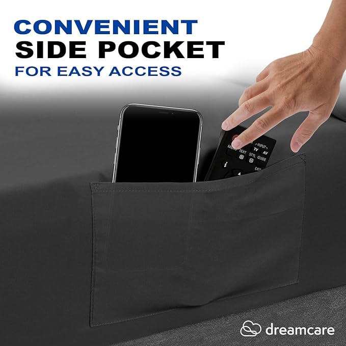 DREAMCARE Full Size Sheets – 4 pcs Cooling Sheets – up to 21” Deep Full Sheet Set – Hotel Luxury Sheets & Pillowcases – Superior Softness 100% Fine Microfiber with Side Pocket – DGray DREAMCARE