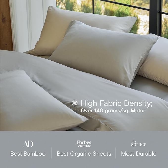 DOZ Duvet Cover Set, 100% Viscose derived from Bamboo, Organically Grown, Buttery Soft, Cooling Duvet Covers, High GSM, 1 Duvet Cover and 1 Pillowcase, 70"x90" (Dove, Twin/Twin XL)