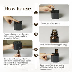 Scent Diffuser Waterless Essential Oil Diffusers with 3 Mist Modes,Cycle Start,Cordless Aroma Air Machine for 200 sq.ft Home/Office/Bedroom,Ultra Quiet,Includes 10ml Oil,Black