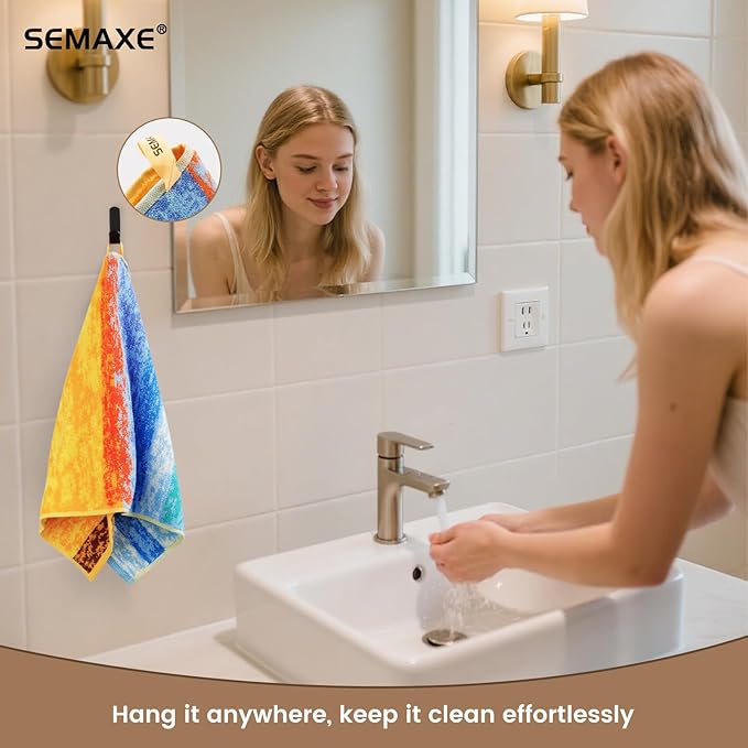 SEMAXE Hand Towels for Bathroom, 100% Cotton Towels with Hanging Loops, Soft and Absorbent, 4 Pack Hand Towel Set for Gym, Shower, Hotel, Spa and Kitchen, Colorful Towel - Wheat Field Collection