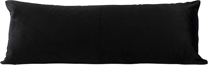 EVOLIVE Soft Micromink, Faux Fur, Faux Suede Body Pillow Cover 21"x54" Replacement with Zipper Closure (21"x54" Body Pillow Cover, Black)