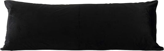EVOLIVE Soft Micromink, Faux Fur, Faux Suede Body Pillow Cover 21"x54" Replacement with Zipper Closure (21"x54" Body Pillow Cover, Black)