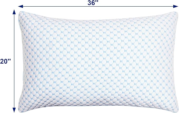 XWZO Cooling Pillow for Sleeping King Size Set of 1, Shredded Memory Foam Pillows Adjustable Gel Bed Pillows for Side Back Stomach Sleepers with Washable Removable Cover