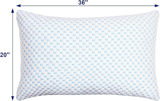 XWZO Cooling Pillow 2 Pack King Size Pillows Set of 2, Shredded Memory Foam Pillows Adjustable Gel Bed Pillows for Side Back Stomach Sleepers with Washable Removable Cover