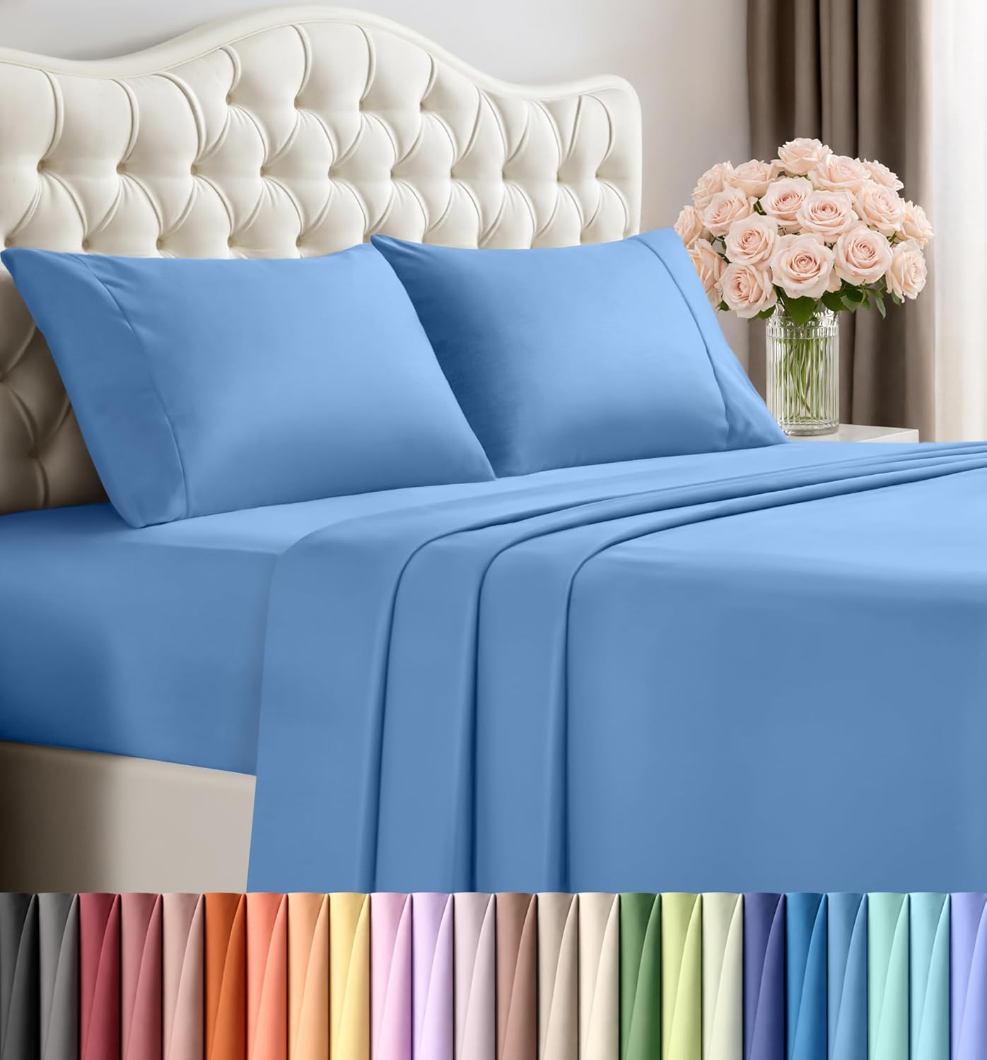 Utopia Bedding Queen Size Sheet Set – 4 Piece Bed Sheets, Soft and Breathable Microfiber, Includes 1 Fitted Sheet, 1 Flat Sheet and 2 Pillowcases – Oeko Tex (Grey) Dormly