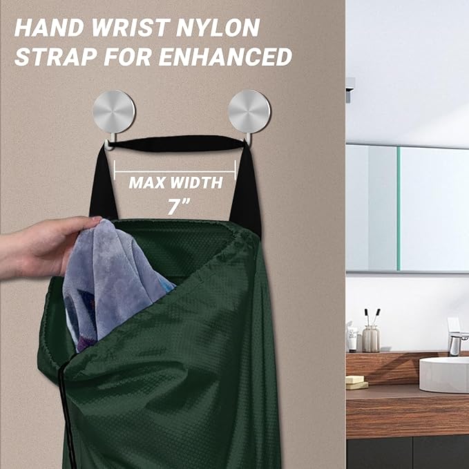 Laundry Bag with Shoulder Straps and Mesh Pocket Laundry Backpack Large Portable Laundry Hamper for College Laundromat Apartment (Green)