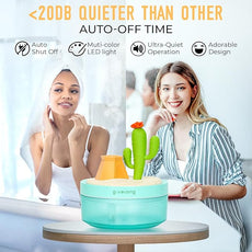 Cactus Mini Humidifier, Cute Desktop Humidifiers for Bedroom, 320ml Portable Small Cool Mist Humidification, USB Powered, Auto Shut-Off, Perfect for Home, Office & Indoor Plants