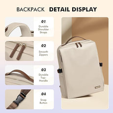 Stylish Laptop Backpack for Women Airline Approved Perfect for Work College and Travel Multi-Functional Casual Daypack Fits 17.3 Inch Notebook (Apricot)
