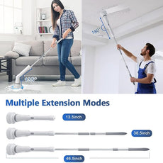 Qimedo Upgrade Rechargeable Electric Scrubber for Cleaning, 45-inch Handheld Spin Scrubber with Extended Long Handle, Cordless Power Dish Scrubber with 6 Brushes for Bathtub Grout Tile Floor