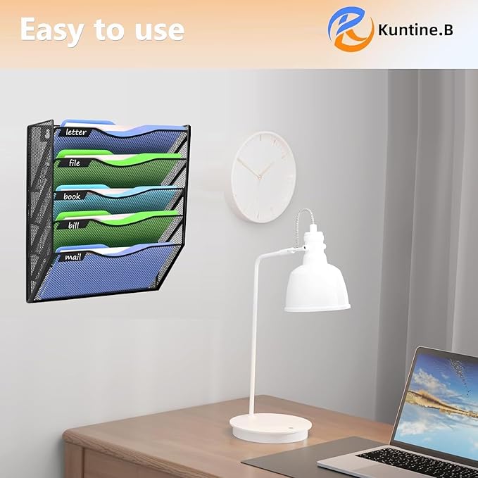 Kuntine.B Wall File Organizer (Black, 5 Tier)