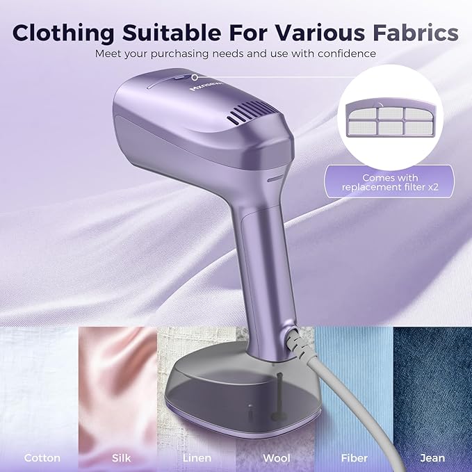 Vacuum Steamer for Clothes, Handheld Travel Garment Steamer with 3500Pa Suction and 400ml Big Capacity, 2-in-1 Steamer ＆ Iron with Large Ceramic Heat Panel, 110v-120v
