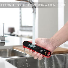 KULUNER The Latest Thermocouple Instant Reading Meat Thermometer Digital,Faster Less Than 0.6 Second Response,IP67 Waterproof Thermometer Suitable for Grilling, Cooking,BBQ Gifts for Men (Red)