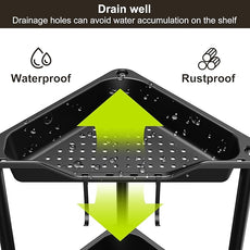 Orimade Rustproof 3 Tier Floor Standing Corner Shower Caddy Organizer, Plastic Metal Splicing Floor Corner Shelf Rack Stands for Bathroom, Black