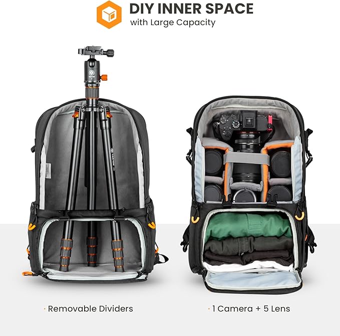 TARION 15L Camera Backpack Large Camera Bag with 15.6" Laptop Compartment & Side Access & Waterproof Raincover Outdoor Photography Hiking Travel Professional DSLR Backpack for Photographers(PBL)