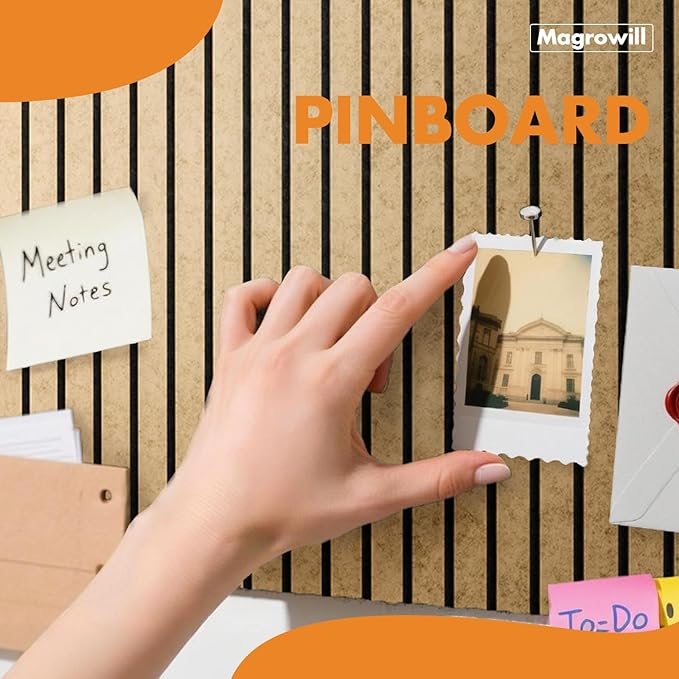 Cork Board Tiles for Wall with Push Pins, 48" x 24" Aesthetic Bulletin Board Sets, Self-Adhesive Pin Board | Magrowill 6 Packs Felt Panels for Office Home Classroom Dorm, Deep Camel with Black Base