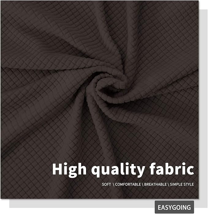 Easy-Going Stretch Bed Headboard Cover,Small Square Jacquard Headboard Slipcover, Dustproof Bed Head Cover for Bedroom (King,Chocolate)