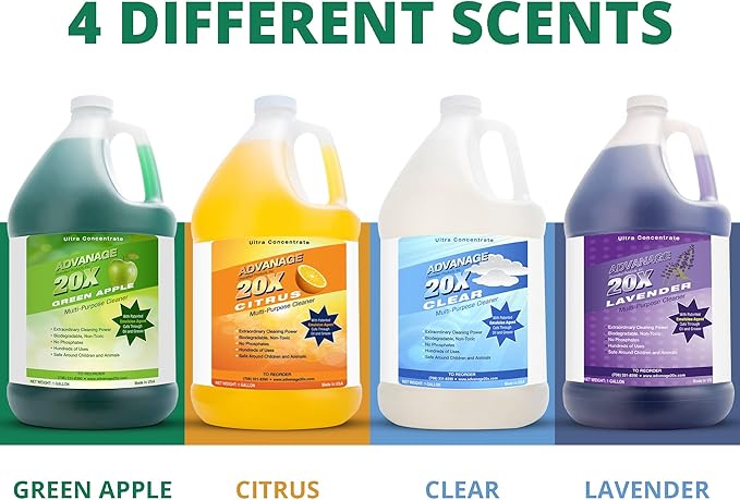 Advanage 20X All Purpose Cleaner Concentrate - The Wonder Cleaner Unscented for All Surfaces Around Bathroom, Kitchen, Oil and Grease | Multi Purpose Cleaner for Household Cleaning Solution, 128 Fl Oz