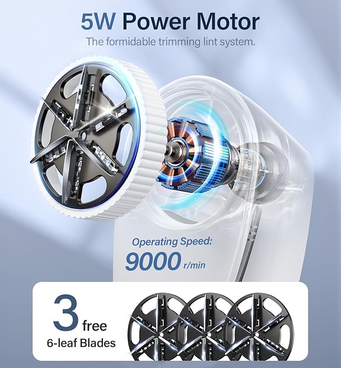 Bymore Fabric Shaver, Sweater Shaver Pill Remove Fuzz, Upgraded Efficient Lint Shaver Remover for Furniture Clothes Couch Cashmere(65mm Mesh, White)