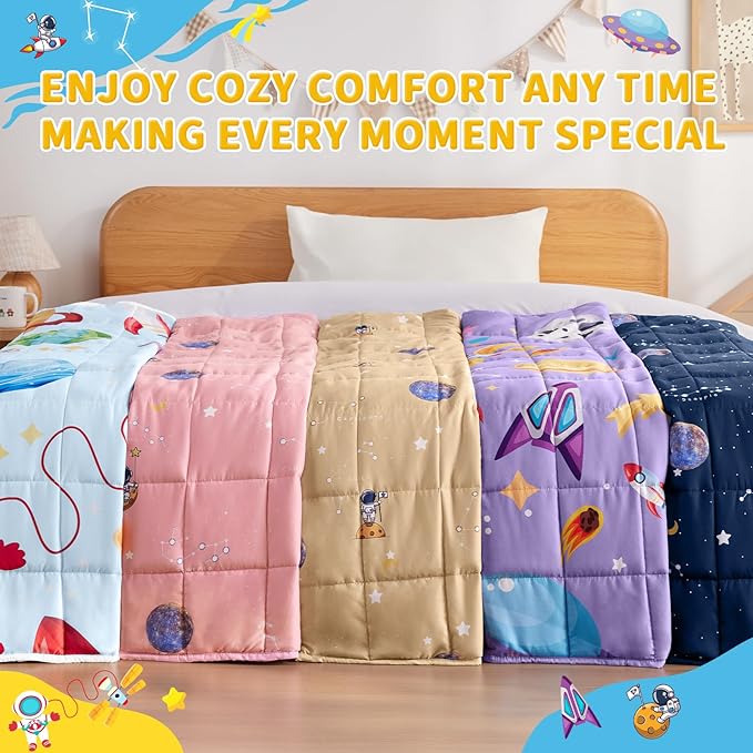 anfie Weighted Blanket Kids(36"x48" 3lbs) Weighted Blanket Cooling Blanket for Sleeping,Throw Size Breathable Blanket with Premium Glass Bead(Space Beige)